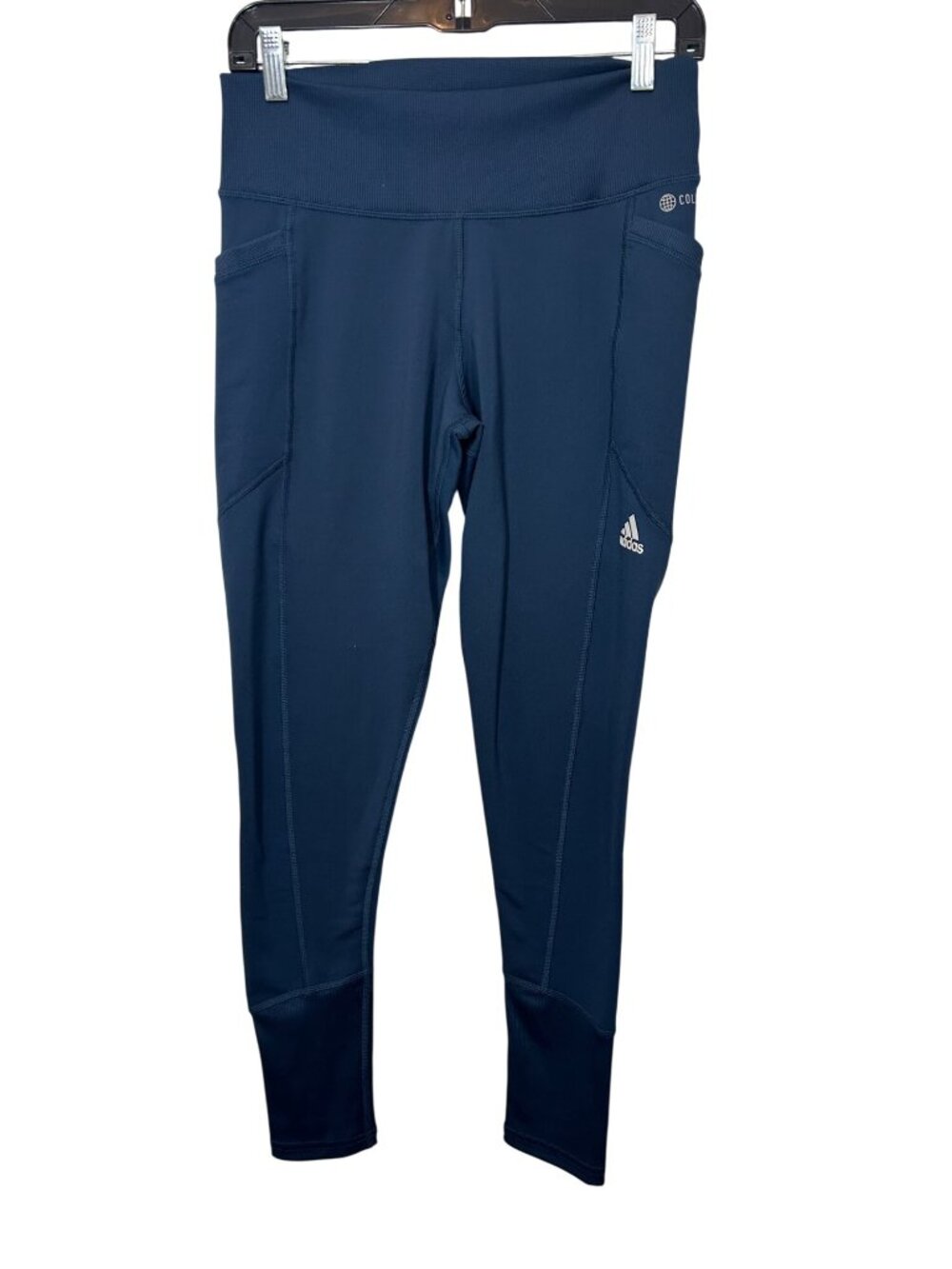 Adidas Women’s COLD.RDY Golf Leggings Navy Blue M Logo Pockets Comfort Workout